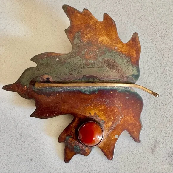 Leaf-Shaped Oxidized Sterling Jewelry Set with Red Stone Accents - Picture 2 of 8